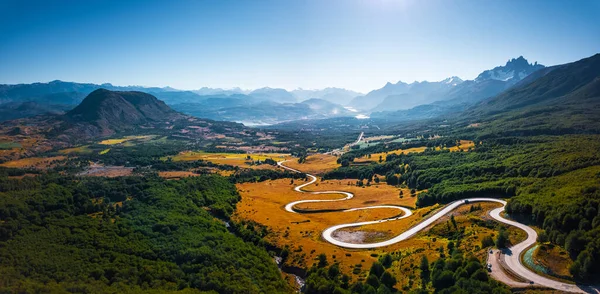 Curved Asphalt Road Mountains Adventure Road Carretera Austral Lies Valley — Stock Photo, Image