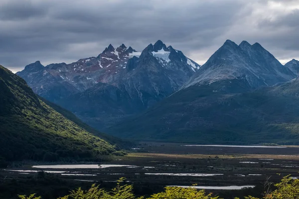 Valle Con Laghi Montagne Tierra Del Fuego Zona Vicino Alla — Foto Stock