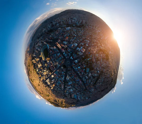 Kleines Planetenpanorama Der Stadt Paz Bei Sonnenuntergang Bolivien — Stockfoto