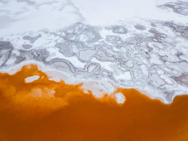 Orange Water Salt Formations Lake Colorada Laguna Colorada Sud Lipez — Stock Photo, Image