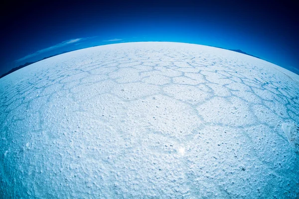 Salar Uyuni Sal Plano Com Padrões Sal Céu Azul Claro — Fotografia de Stock