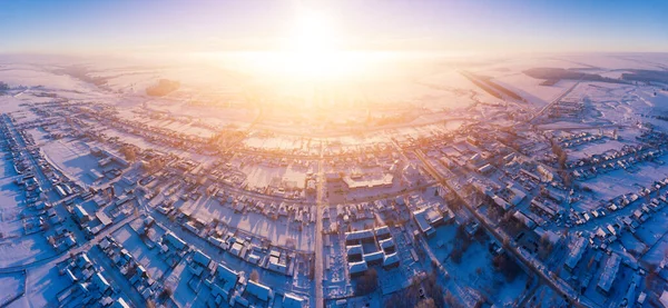 Veduta Aerea Villaggio Russo Durante Inverno — Foto Stock