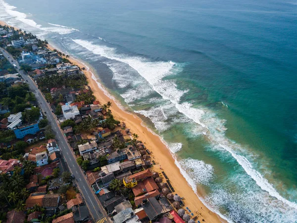 Luchtfoto Van Het Strand Stad Hikkaduwa Sri Lanka — Stockfoto