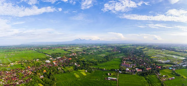 Panorama Aéreo Dos Campos Arroz Aldeias Ilha Bali Indonésia — Fotografia de Stock