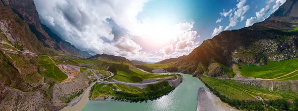 Panorama Aéreo Rio Katun Lugar Confluência Com Rio Chuya República — Fotografia de Stock