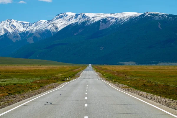 Camino Asfalto Montañas República Altai Rusia — Foto de Stock