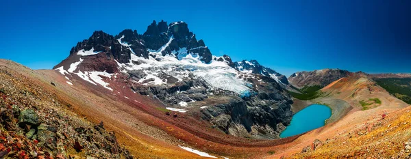 Panorama Montagne Cerro Castillo Avec Lac Bleu Glacier Patagonie Chili — Photo