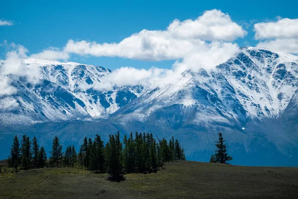 Dağlar Karla Kaplı Kuzey Chuysky Sıradağları Altai Rusya — Stok fotoğraf