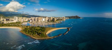 Aerial panorama of the city of Honolulu, Oahu, Hawaii clipart