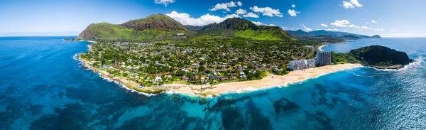 マカハ バレーとパパオノーネ ビーチとオアフ島の西海岸の空中パノラマ ハワイ アメリカ — ストック写真