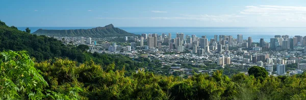 Panorama Byen Honolulu Fra Bjerget Tantalus Oahu Hawaii - Stock-foto