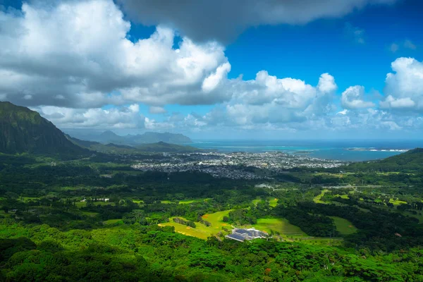 Leeward Kust Van Oahu Uitzicht Vanaf Pali Uitkijk Hawaï Verenigde — Stockfoto