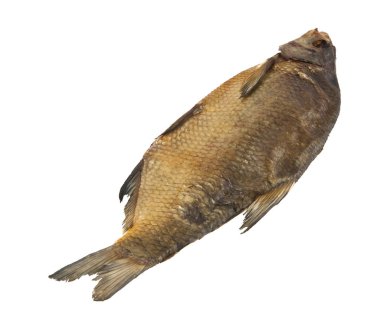 Beyaz arka planda izole edilmiş tütsülenmiş balık