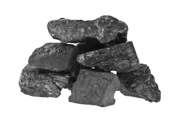 Pilha Carvão Isolada Sobre Fundo Branco — Fotografia de Stock