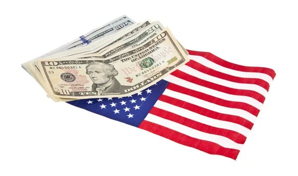 Доллары Флаг Сша Изолированы Белом Фоне — стоковое фото