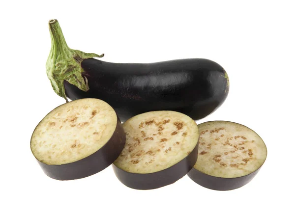 Aubergine Geïsoleerd Witte Achtergrond — Stockfoto