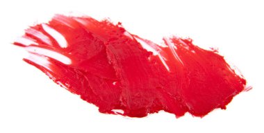 Beyaz arkaplanda kırmızı ruj izole edildi
