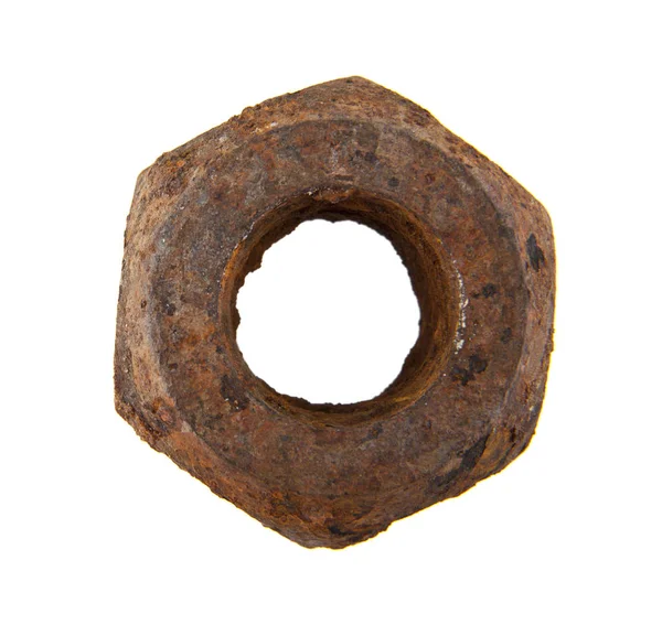 Rusty Metal Nut Isolated White Background Stock Photo