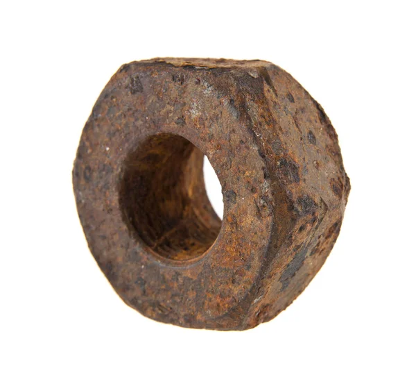 Rusty Metal Nut Isolated White Background Stock Image