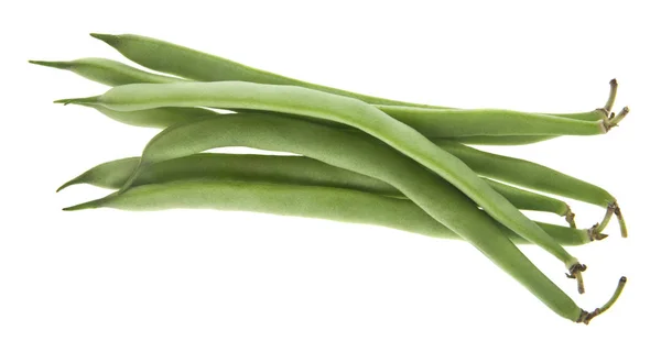 Haricots Verts Isolés Sur Fond Blanc — Photo