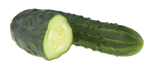 Groen Sappig Verse Komkommers Geïsoleerd Witte Achtergrond — Stockfoto