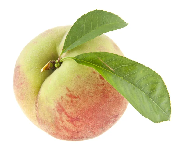 Juicy Ripe Peach Isolated White Background — Stock Photo, Image