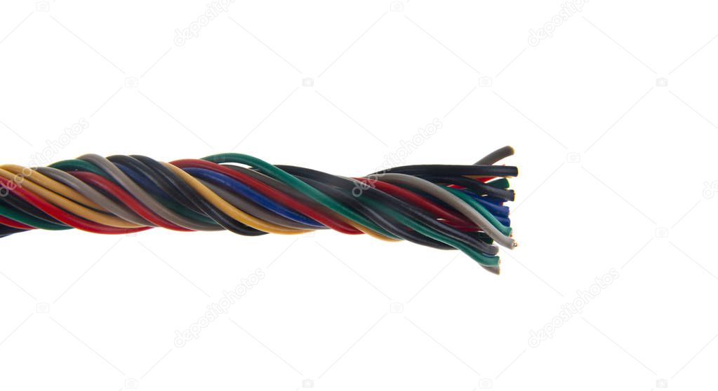 colored wires isolated on white background