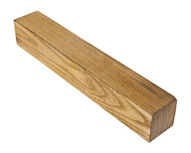 Beyaz arka plan üzerinde izole ahşap bar. Ambalaj tasarımı bir unsuru olarak.