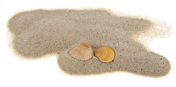 Placer Sand Mit Muscheln Isoliert Auf Weißem Hintergrund Ideal Zum — Stockfoto