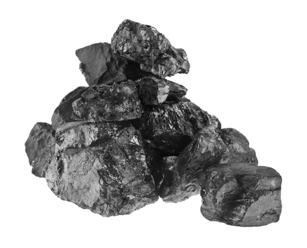 Куча Угля Изолированы Белом Фоне — стоковое фото