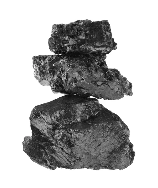 Montón Carbón Aislado Sobre Fondo Blanco — Foto de Stock