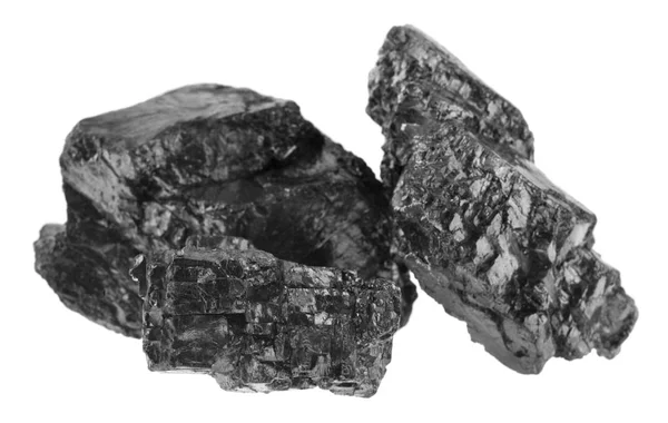 Haufen Kohle Isoliert Auf Weißem Hintergrund — Stockfoto