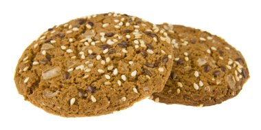 Beyaz arkaplanda yulaf ezmesi kurabiyeleri izole