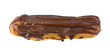 Beyaz arka plan üzerinde izole çikolata kaplı muhallebi