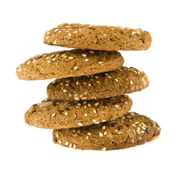 Galletas Avena Aisladas Sobre Fondo Blanco —  Fotos de Stock