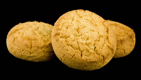 Biscotti Fatti Casa Isolati Sfondo Nero Vicino — Foto Stock