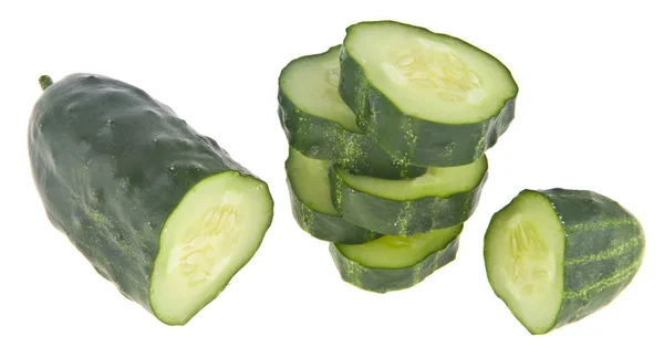 Frische Grüne Gurken Isoliert Auf Weißem Hintergrund Vegetarische Gesunde Mahlzeit — Stockfoto