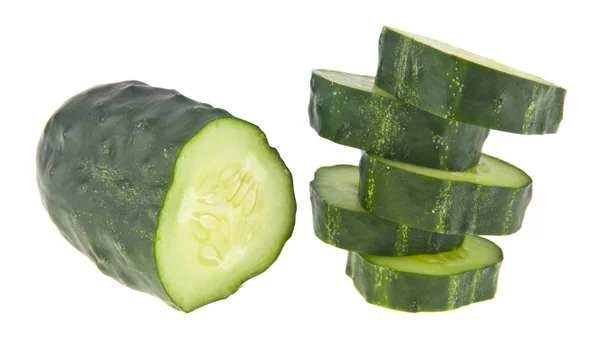Свіжі Зелені Огірки Ізольовані Білому Тлі Вегетаріанське Здорове Харчування — стокове фото