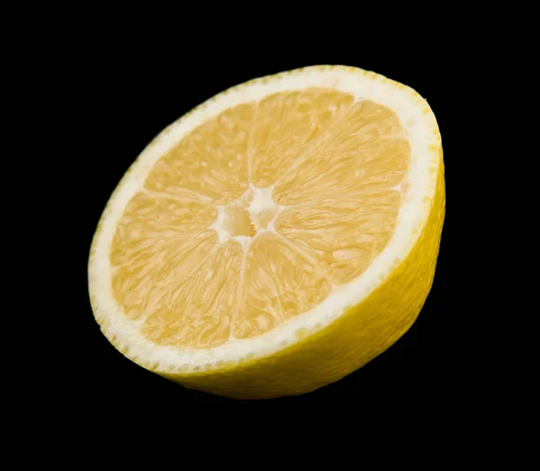 Yellow Juicy Lemons Isolated Black Background — Stock Photo, Image