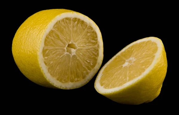 Yellow Juicy Lemons Isolated Black Background — Stock Photo, Image