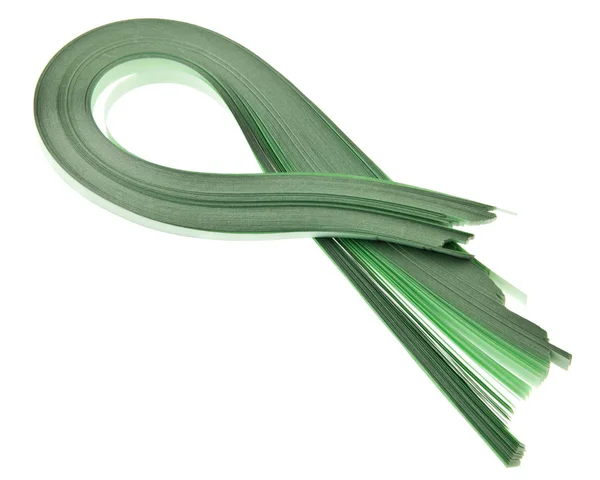 Strisce Carta Tagliata Verde Isolate Sfondo Bianco Vicino — Foto Stock
