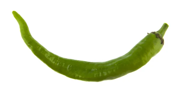 Pimenta Verde Quente Isolado Fundo Branco — Fotografia de Stock