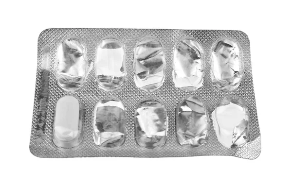 Verpakking Met Pillen Geïsoleerd Witte Achtergrond — Stockfoto
