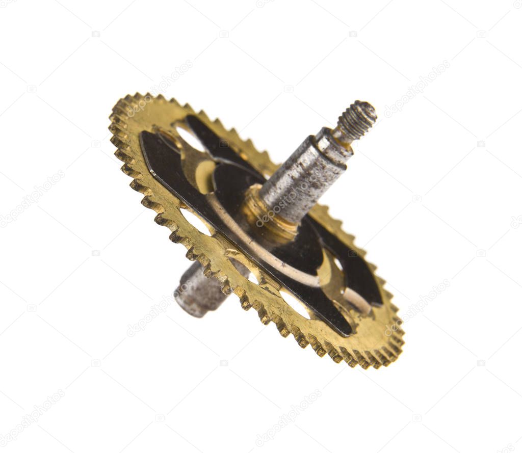 old clock gear isolated on white background