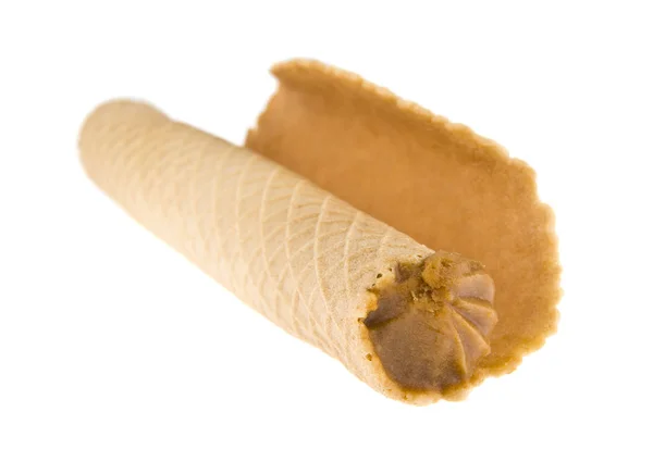 Wafer Rolt Met Vulling Van Geïsoleerde Witte Achtergrond — Stockfoto