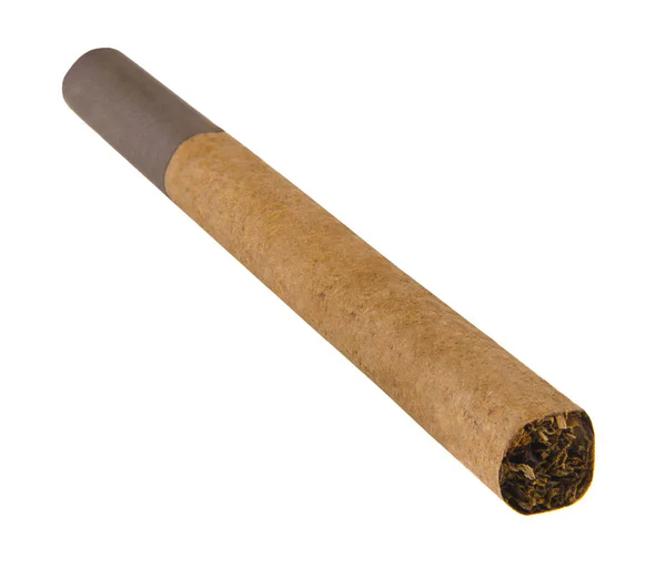 Cigarro Marrom Isolado Fundo Branco — Fotografia de Stock