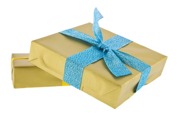 Boîtes Avec Cadeaux Isolés Sur Fond Blanc — Photo