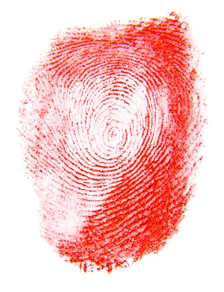 Roter Fingerabdruck Isoliert Auf Weißem Hintergrund — Stockfoto