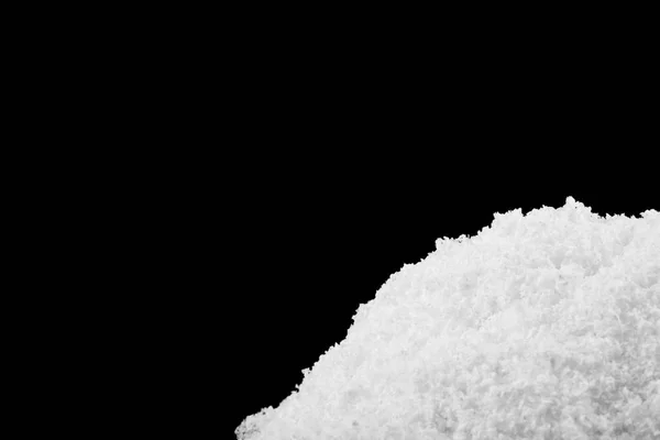 Белый Снег Кучи Изолированы Черном Фоне — стоковое фото