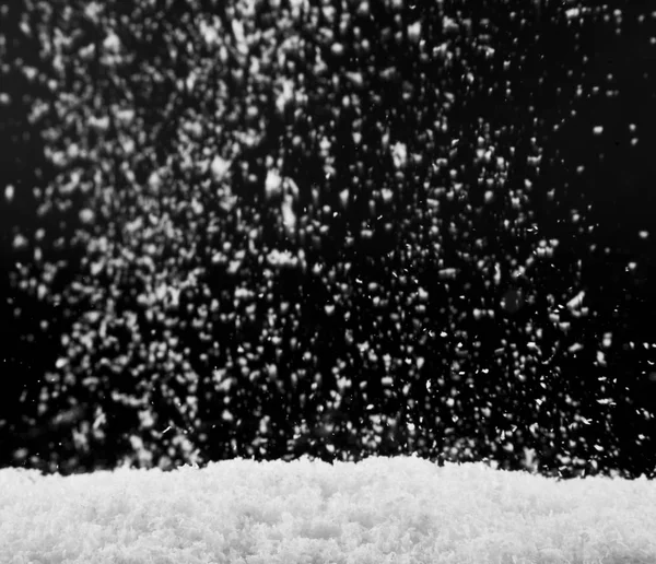 White Snow Black Background — Stock Photo, Image